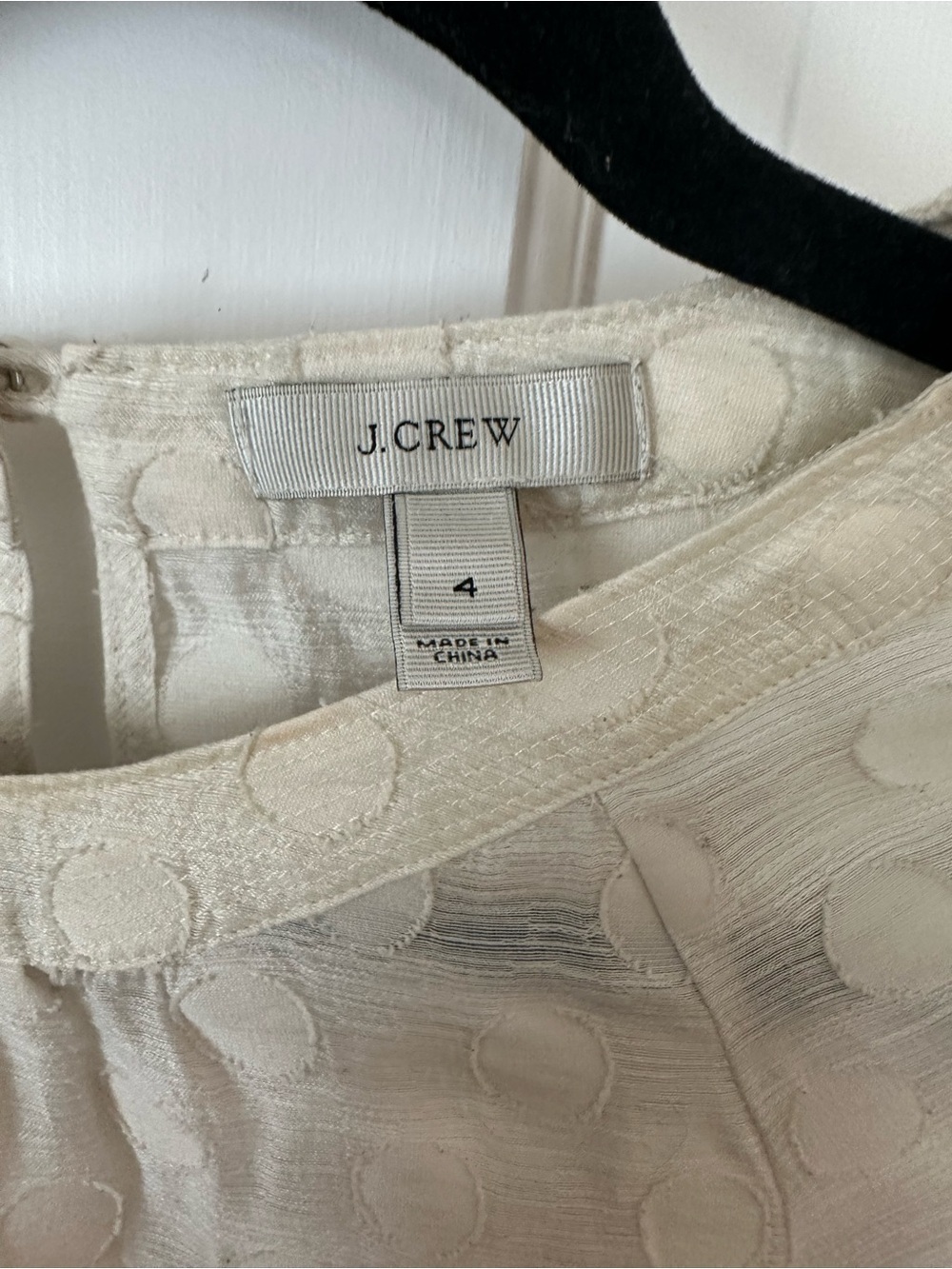 J. Crew Cream and Gray Polka Dot Sleeveless Top